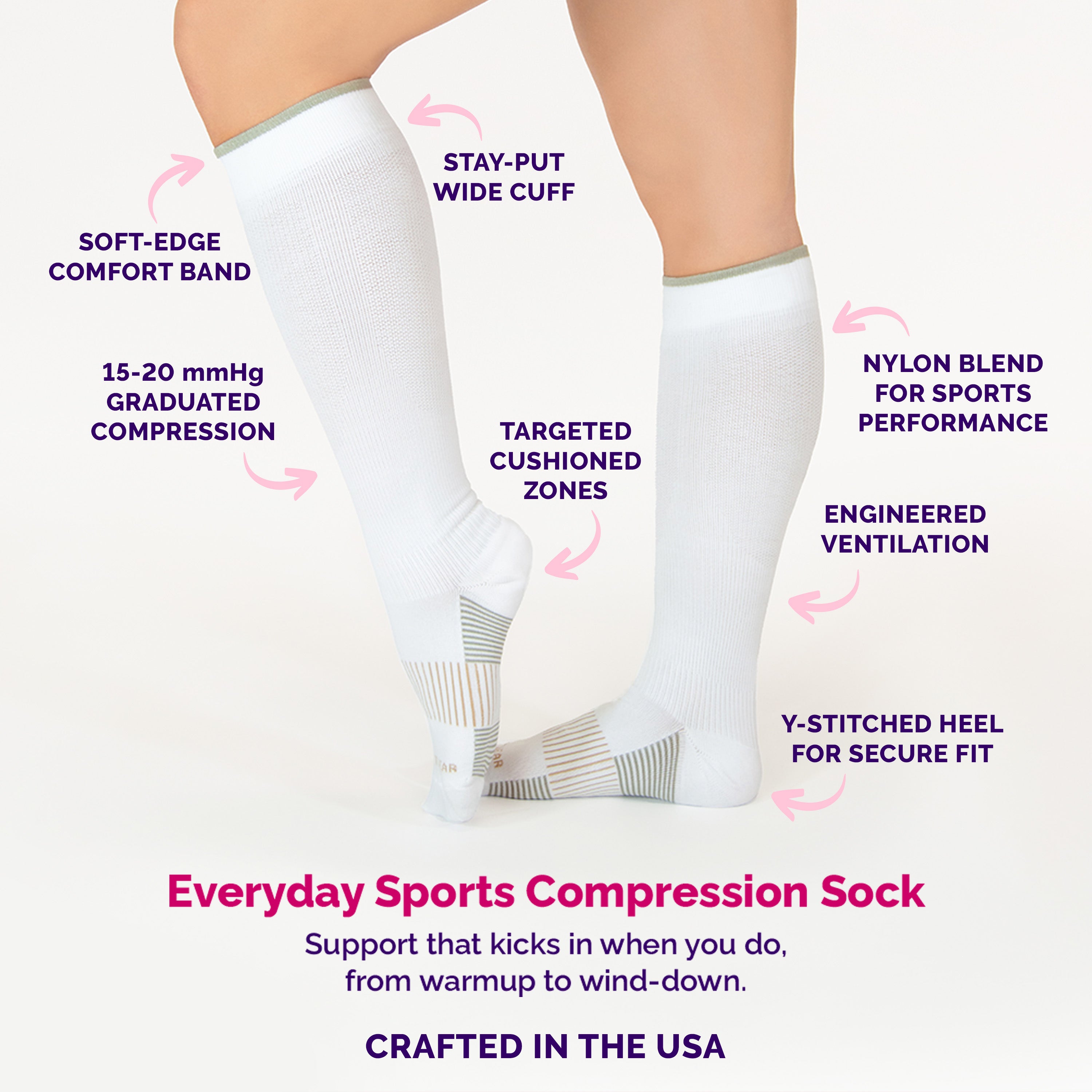 Women's Everyday Sports Compression Socks (15-20mmHg)